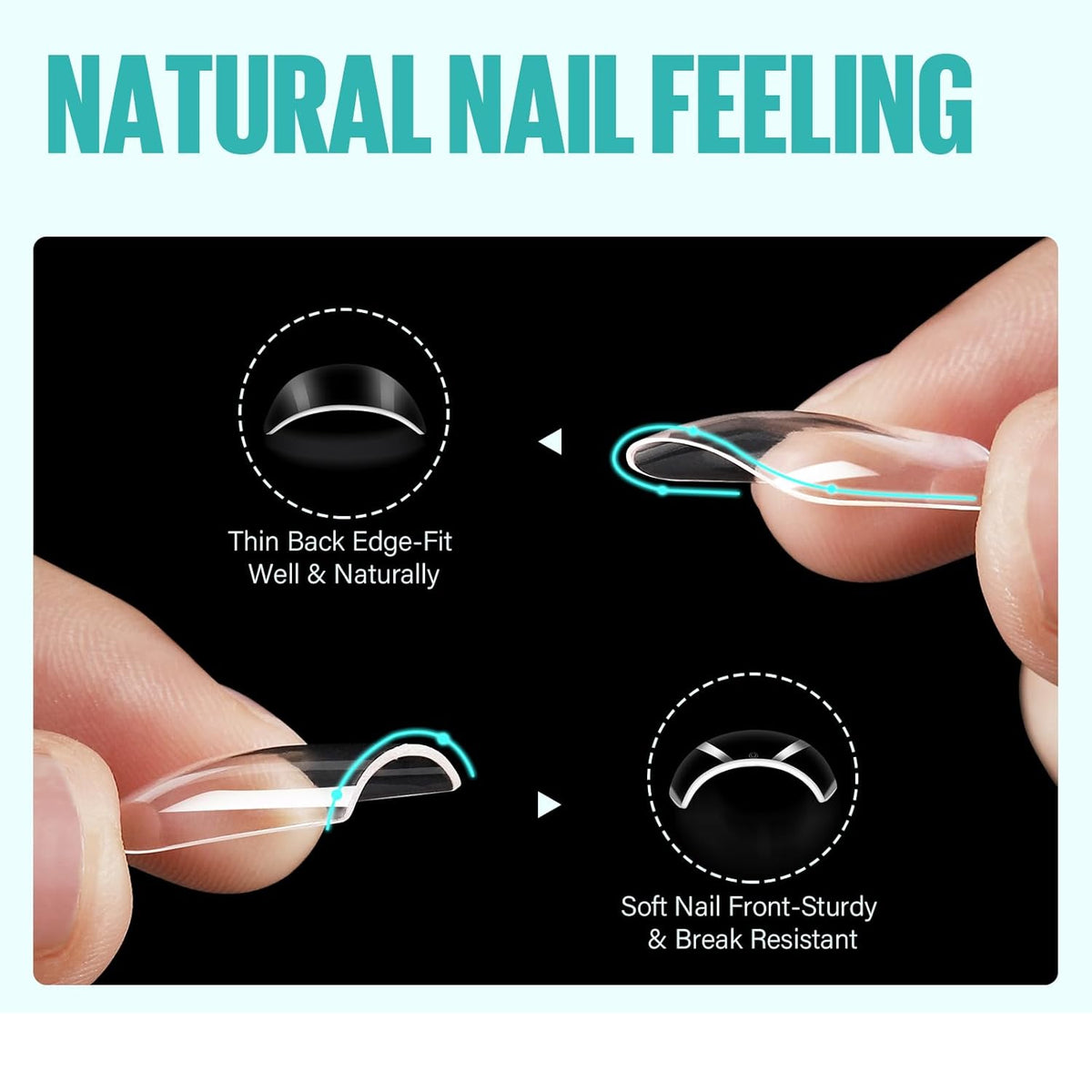 TOMICCA Fake Clear Nails, Short Square False Nail Tips, 216Pcs Nail Extension Tips for DIY Salon Gift