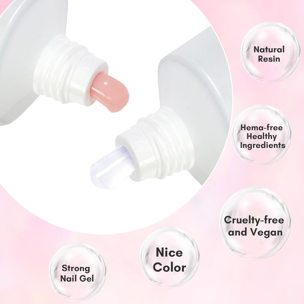 Makartt Poly Nail Gel Set, 2 Colors 50ML, Milky White and Nude Pink, Strong Builder for Extension Overlay Strengthener 3D Diy, Multifunctional, Long-lasting for Nails French Manicures Home Salon