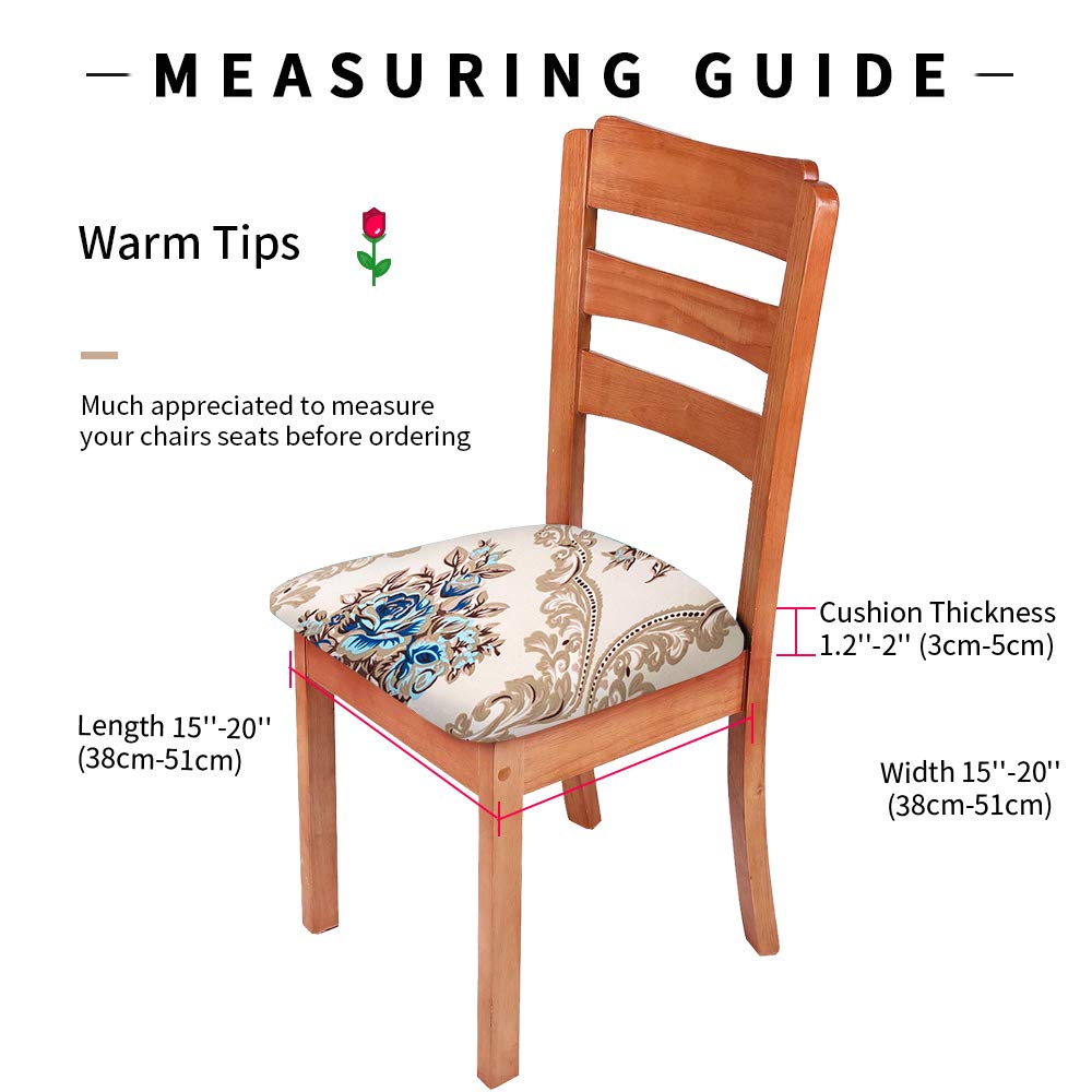 Gute Stretch Printed Chair Seat Covers with Elastic Ties and Button, Removable Washable Dining Upholstered Chair Protector Seat Cushion Slipcovers for Dining Room, Office,Gold 4 Pack