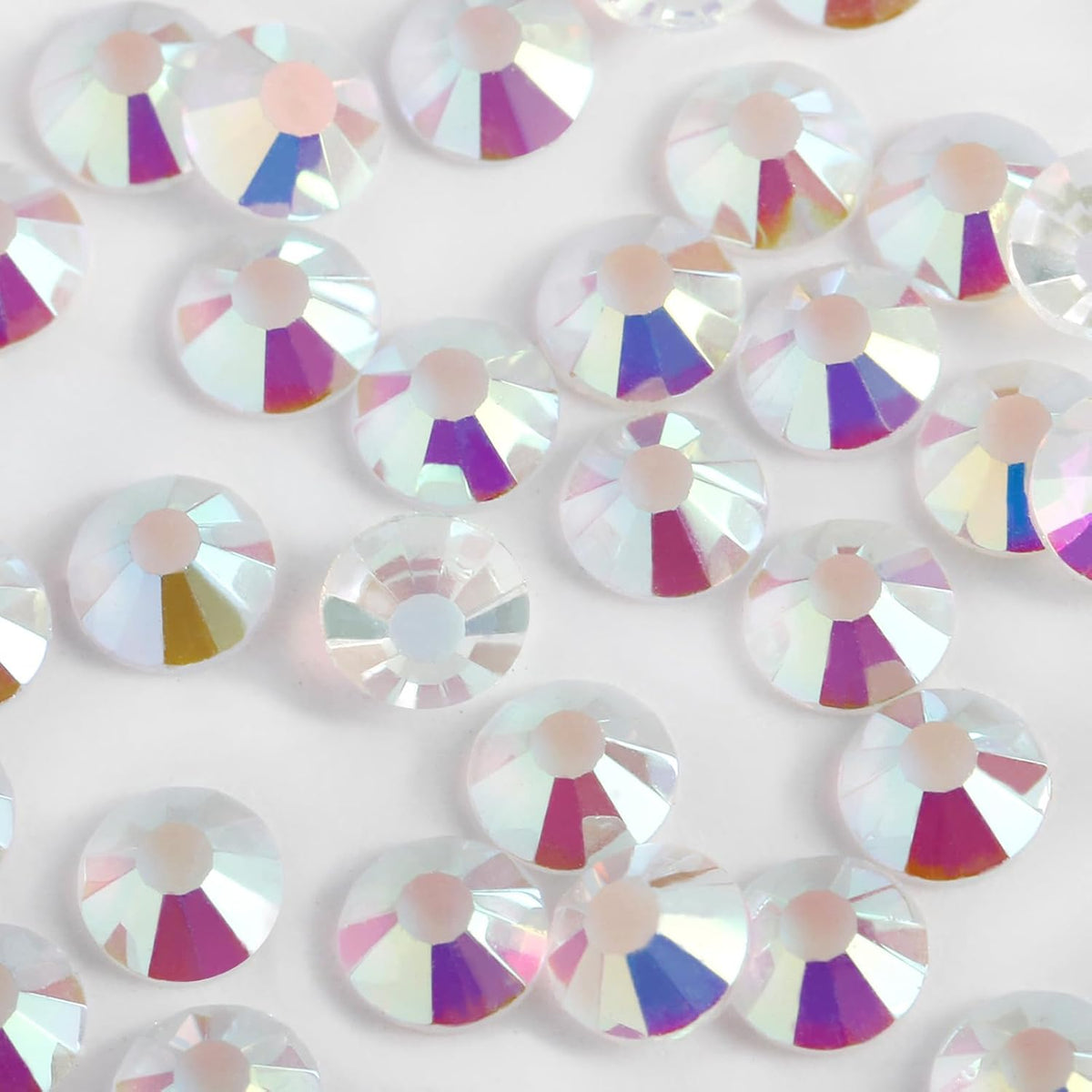 5000PCS SS6 Flatback Rhinestones | 12-Facet Diamond-Cut Glass Gems for Nail Art, Clothing, DIY Crafts |Glue-On Decoration Stones with Silver Backing(Transparent AB)