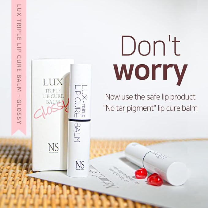 Lux Triple Lip Cure Glossy Balm ATHENA (Red Orange)(0.17oz) 4 million units sold in Korea, Natural Tinted Korean Lip Balm, Petroleum/Paraben Free, Lip Butter,lip balm hydrating