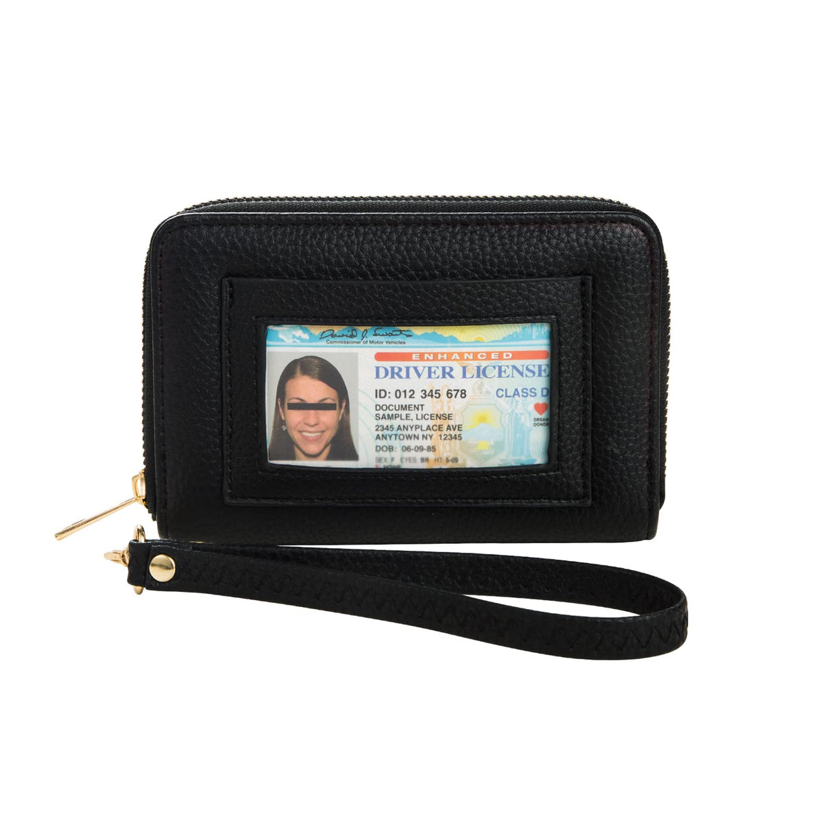 FACAI RFID Wallet Women, Small Wallet for Women, Credit Card Holder, Wristlet Wallet with ID Window Black