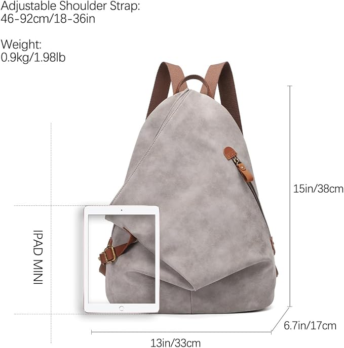 KL928 PU Leather Vintage Backpack – Large Casual Daypack Outdoor Travel Rucksack Hiking Backpacks for Men Women