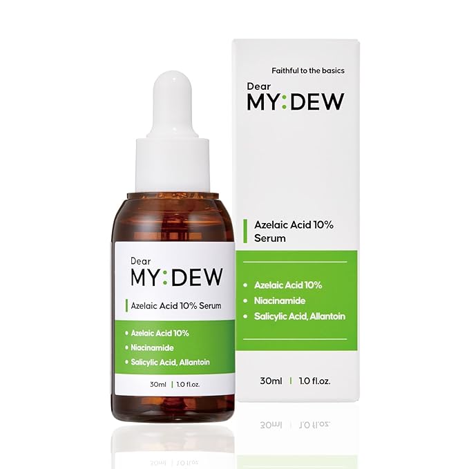 10% Azelaic Acid Serum with Niacinamide, Salicylic Acid, Allantoin, Rosacea Treatment for Face Redness Relief, Reduce Cystic Acne Scar, Pimples, Non-Comedogenic, Korean Skincare, 1Fl Oz