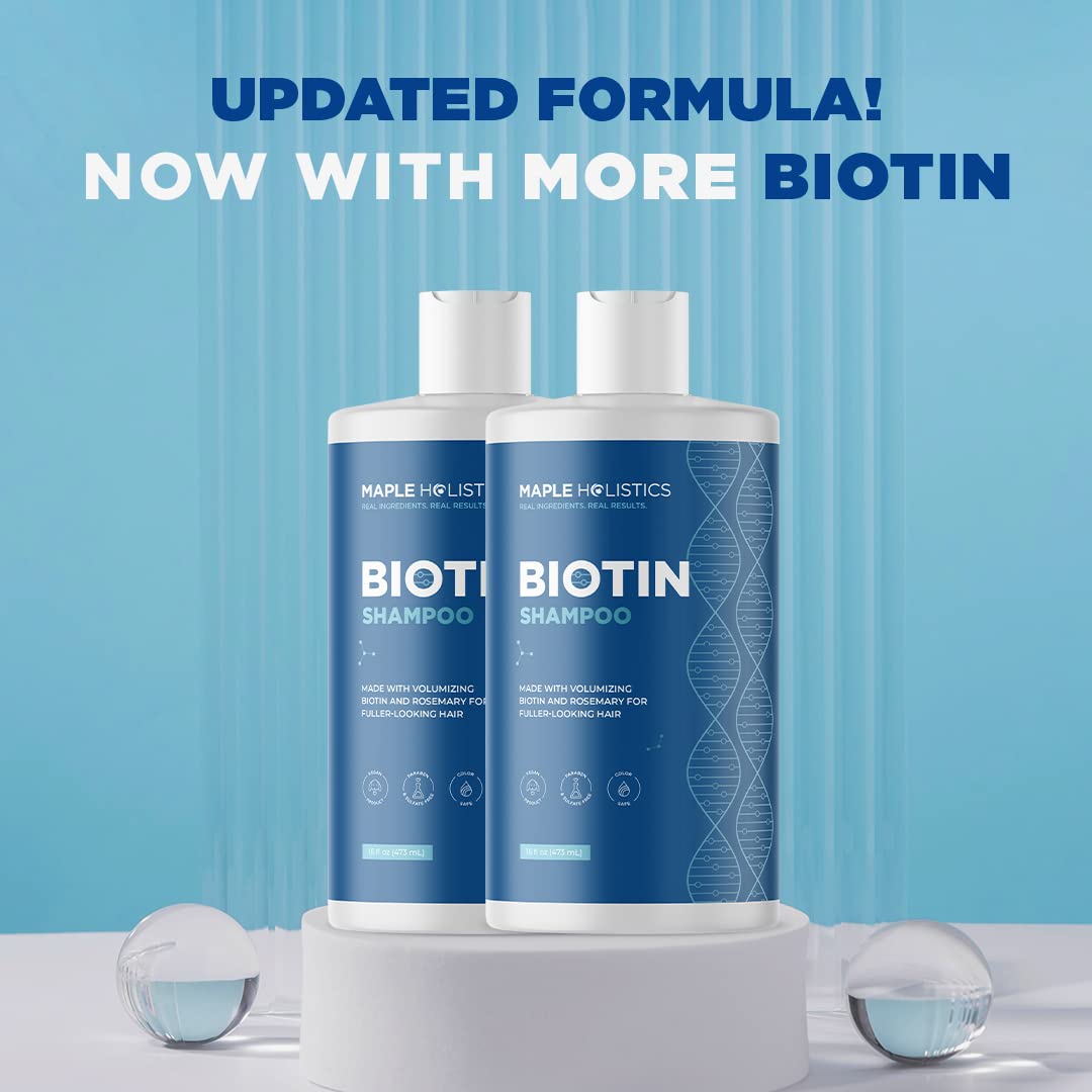 Rosemary and Biotin Shampoo for Thinning Hair - Vegan Volumizing Shampoo for Fine Hair with B Vitamins Argan Oil & Tea Tree Essential Oil - Paraben Silicone and Sulfate Free Vegan Formula (2 Pack)