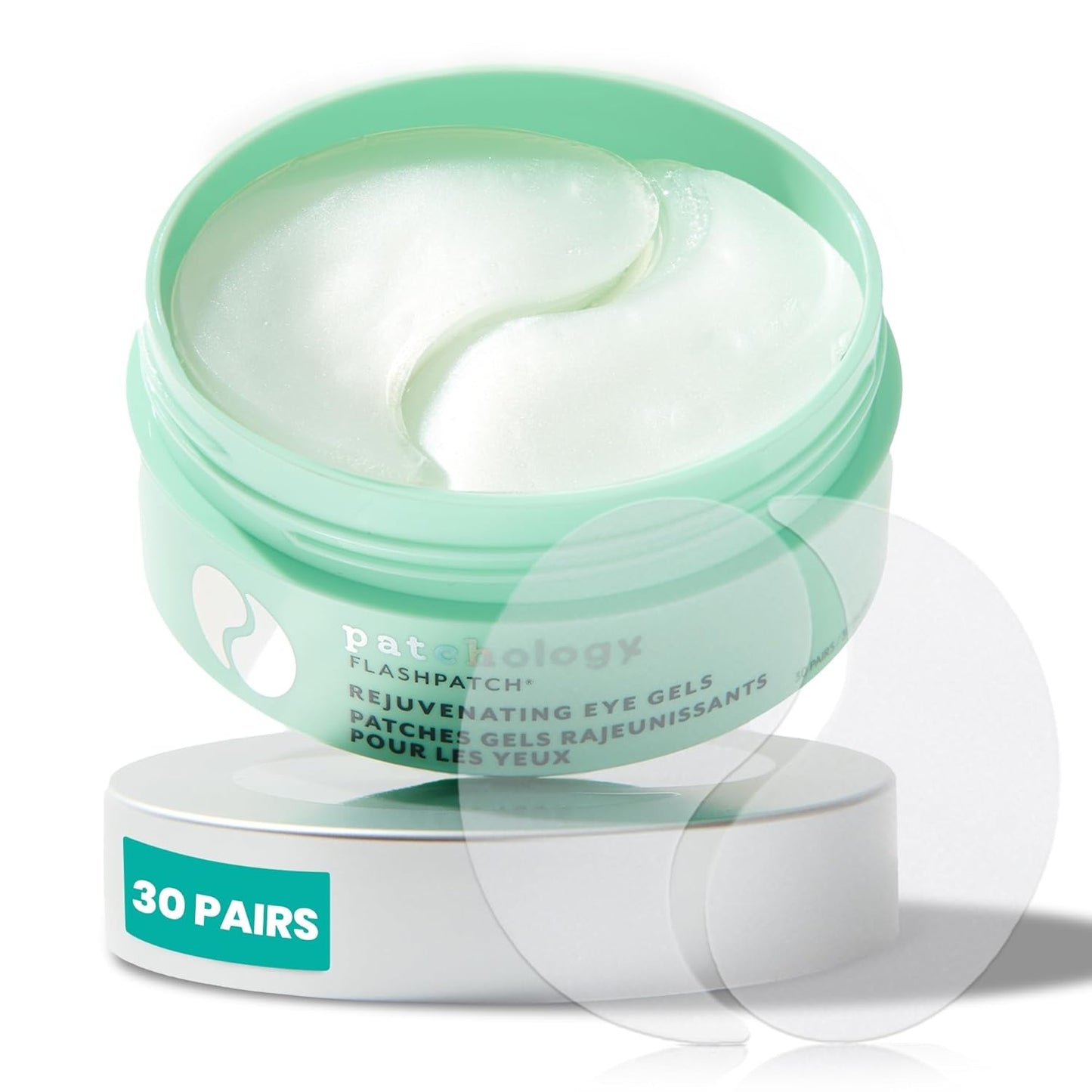 Patchology Rejuvenating Under Eye Gels - Hydrating Eye Mask w/Caffeine, Hydrolyzed Collagen & Centella Asiatica- Under Eye Patches For Dark Circles - Minimize Puffiness & Wrinkle Reducer - 30 Pairs