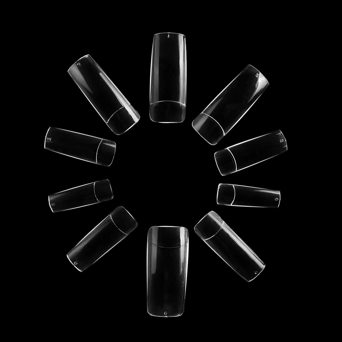 Half Cover Acrylic False Nail Tips, 500PCS Fake Nail Shape Artificial False Nails Tips 10 Sizes with Case for Nail Art Salons and Home DIY (Clear)