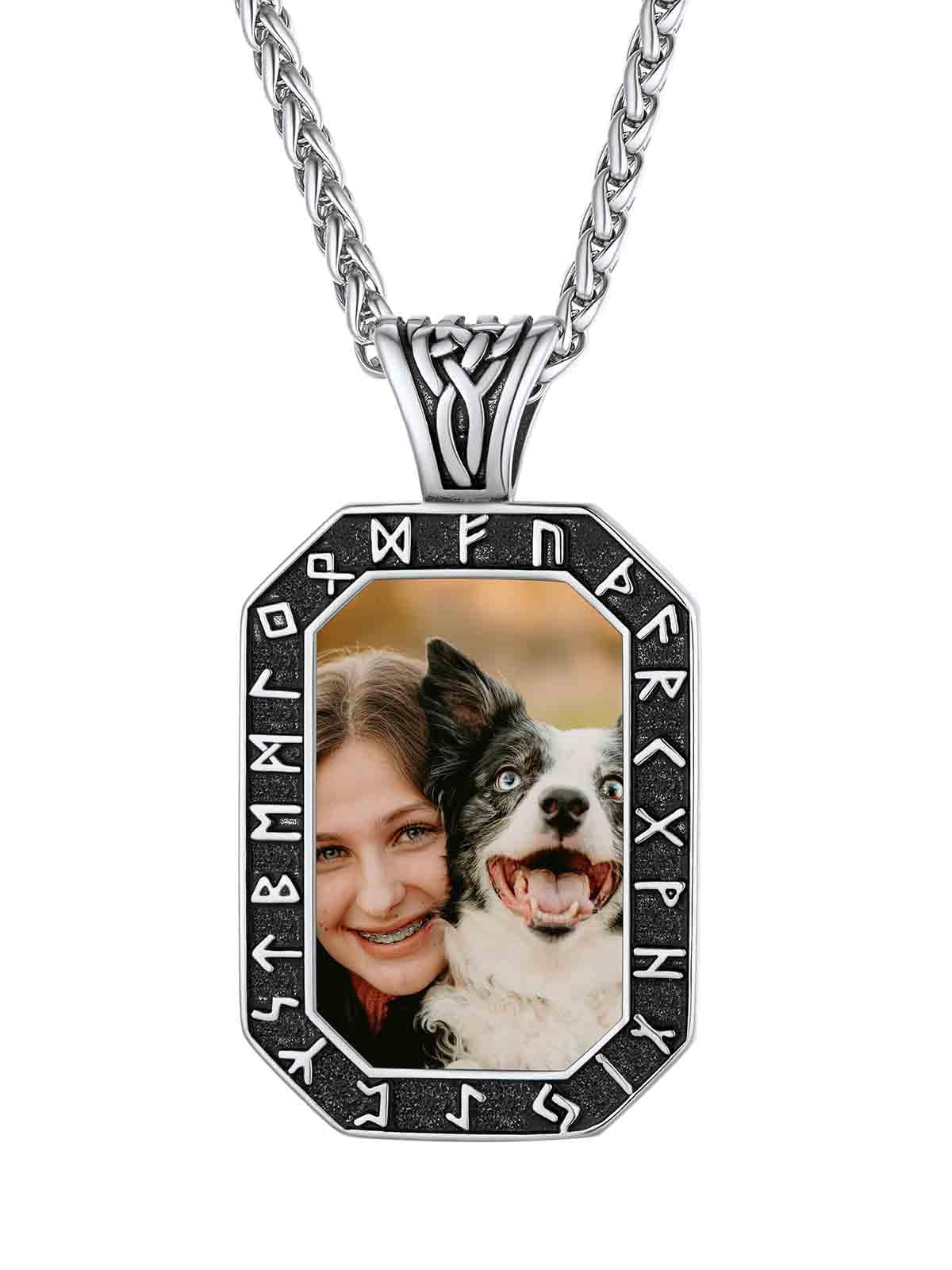 FindChic Creative Photo Necklace Personalized for Men Women Dog Tag/Square/Round/Angel Wing/Cat/Oval Shaped Stainless Steel/18K Gold Plated Picture Pendant Custom Text Memorial Jewelry, with Gift Box
