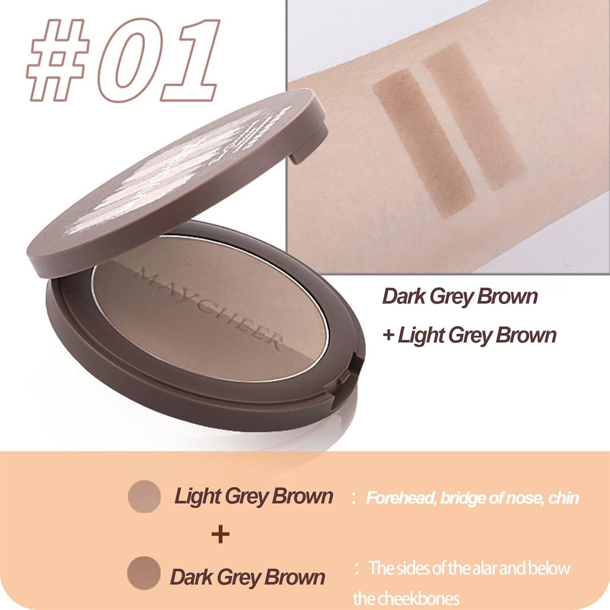 2 in 1 Contour Palette Face Sculpting Grey Contour Powder Palette Face Bronzer Makeup Contouring Palette with Mirror - Highly Pigmented Contour Shadow For Light Skin tone