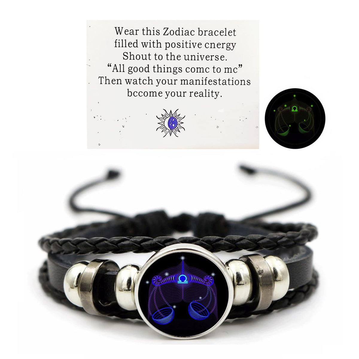 Zodiac Signs Spirit Bracelet Zodiac Bracelet for Women Men Adjustable 12 Constellation Bracelet Multilayer Zodiac Black Leather Bracelets Zodiac Sign Wrap Bracelet for Women Men Birthday Jewelry (Libra)