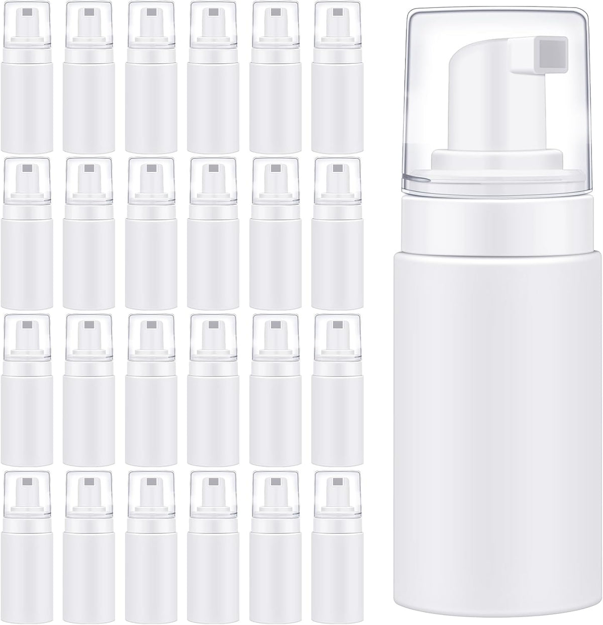 50pcs Foam Pump Bottles 1oz/30ml Plastic Mini Empty Dispenser DIY Travel Face Cleanser Mousse Soap Foam Bottle Refillable Hand Soap Eyelash Shampoo Cosmetics Portable Travel Pack(White)