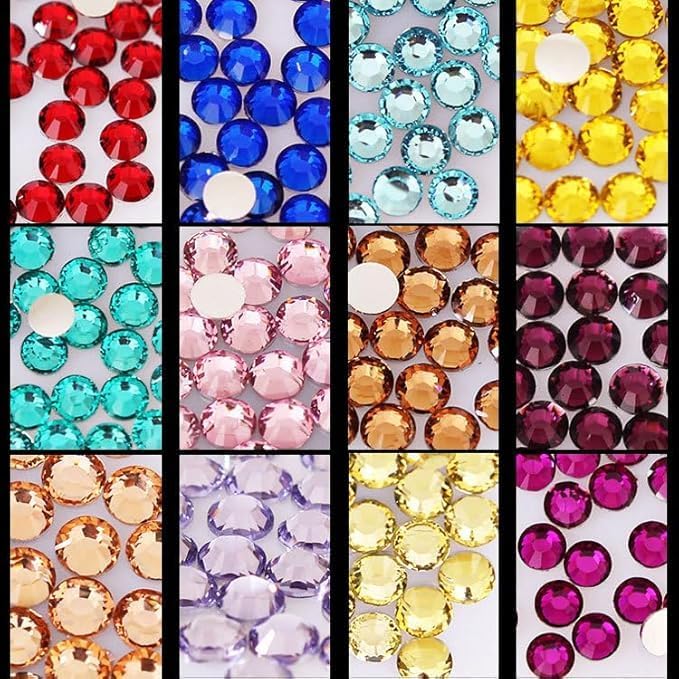 Rhinestones for Bedazzling with B7000 Glue, Pink Light Blue 2mm 3mm 4mm 5mm 6mm (SS8-SS30) Non-Hotfix Flatback Diamonds Kit, Baby Blue Nail Crystals Gems Beads for Bedazzle Crafting, DIY Nail Art