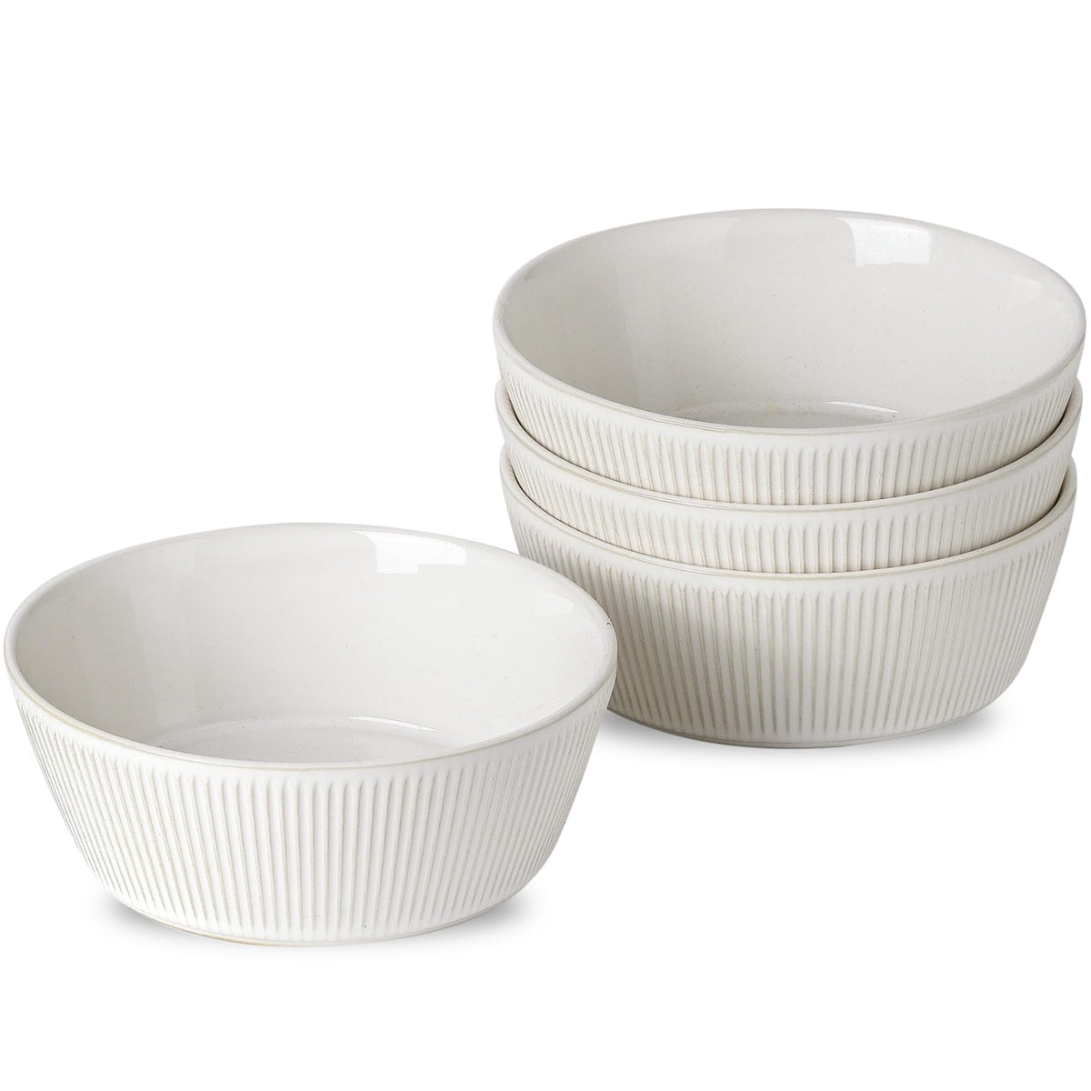 UBEE Large Soup Bowls Set of 4, 7.3 inch White Salad Bowls, Ceramic Serving Bowls for Ramen, Pasta, Fruit, Cereal, Fruit, Dinner, Dishwasher and Microwave Safe
