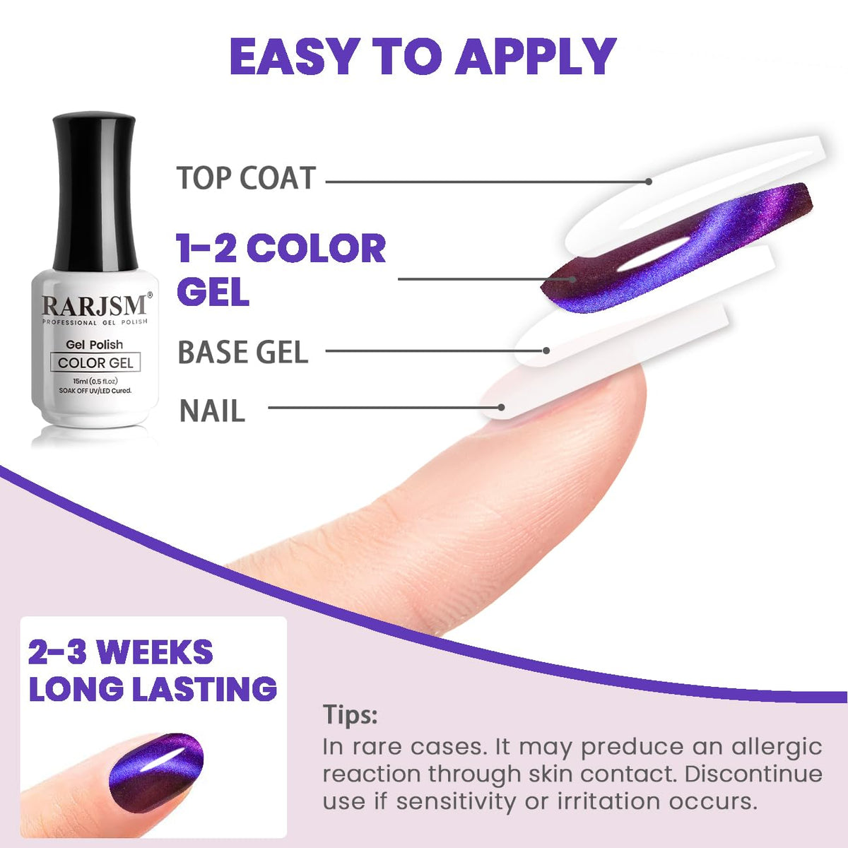 RARJSM Glitter Cat Eye Gel Nail Polish Aurora Purple Multi Color Velvet Diamond Cateye Gel Polish with Magnet Stick Reflective Shimmer UV LED Curing Requires Soak Off for Home Salon Manicure 15ml