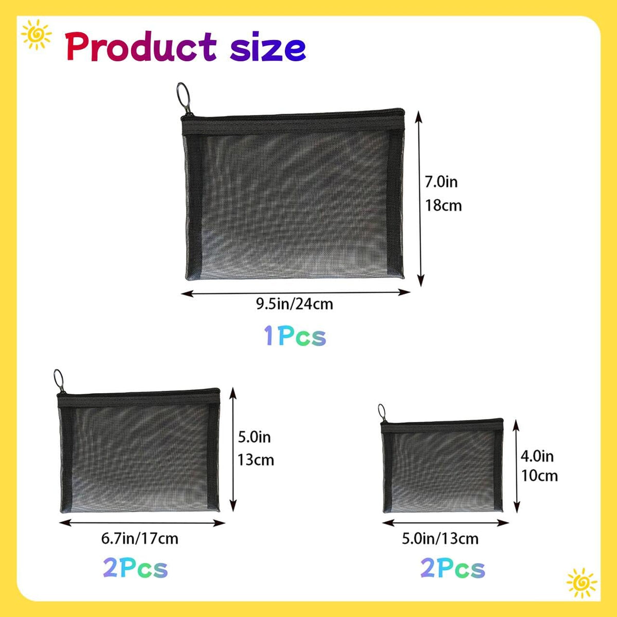 5-Pack Small Mesh Makeup Bag with Zipper for Purse, Diaper Bag Organizing Pouches, Purse Organizer Pouches for Travel Toiletry Bag