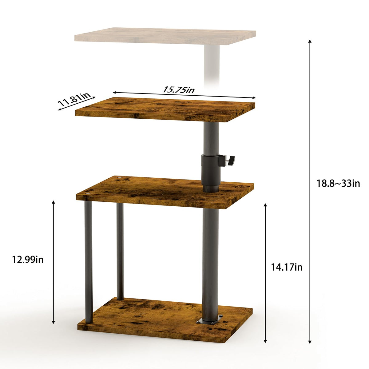 Faesun Swivel Side Table for Couch Arm, Height Adjustable C Shaped End Table for Recliner or Bed, Tv Trays with Storage Shelf for Small Spaces- Small Nightstand for Living Room, Bedroom