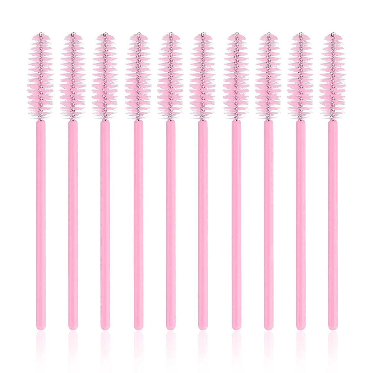 G2PLUS 300PCS Disposable Eyelash Brushes, Adjustable Mascara Wands Makeup Applicator Kits, Lash Spoolies Brushes for Eyelash Extensions and Eyebrows (Pink)
