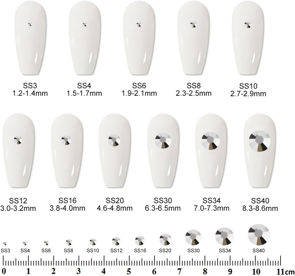 3000 PCS SS8 Flatback Rhinestones,12-Facet Diamond-Cut Glass Gems for Nail Art,Clothing,DIY Crafts,Glue-On Decoration Stones with Silver Backing,Silver Hematite