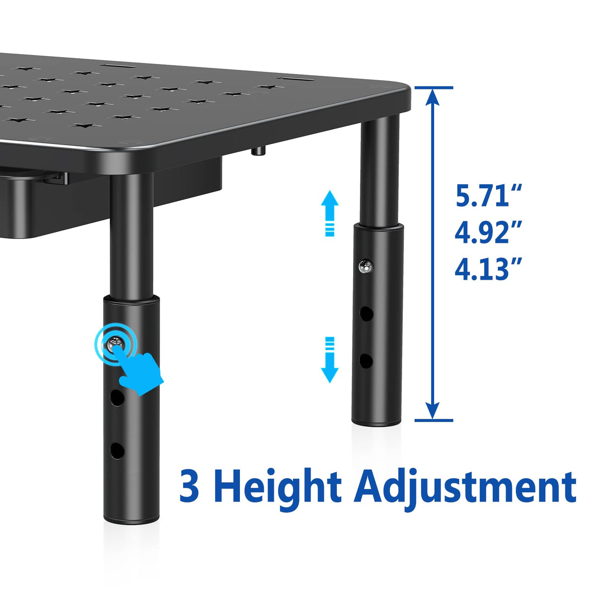 Zimilar 2 Pack Monitor Stand Riser with Drawer - 3 Height Adjustable Metal Monitor Stand with Unique Star Mesh for Computer Laptop Notebook Printer