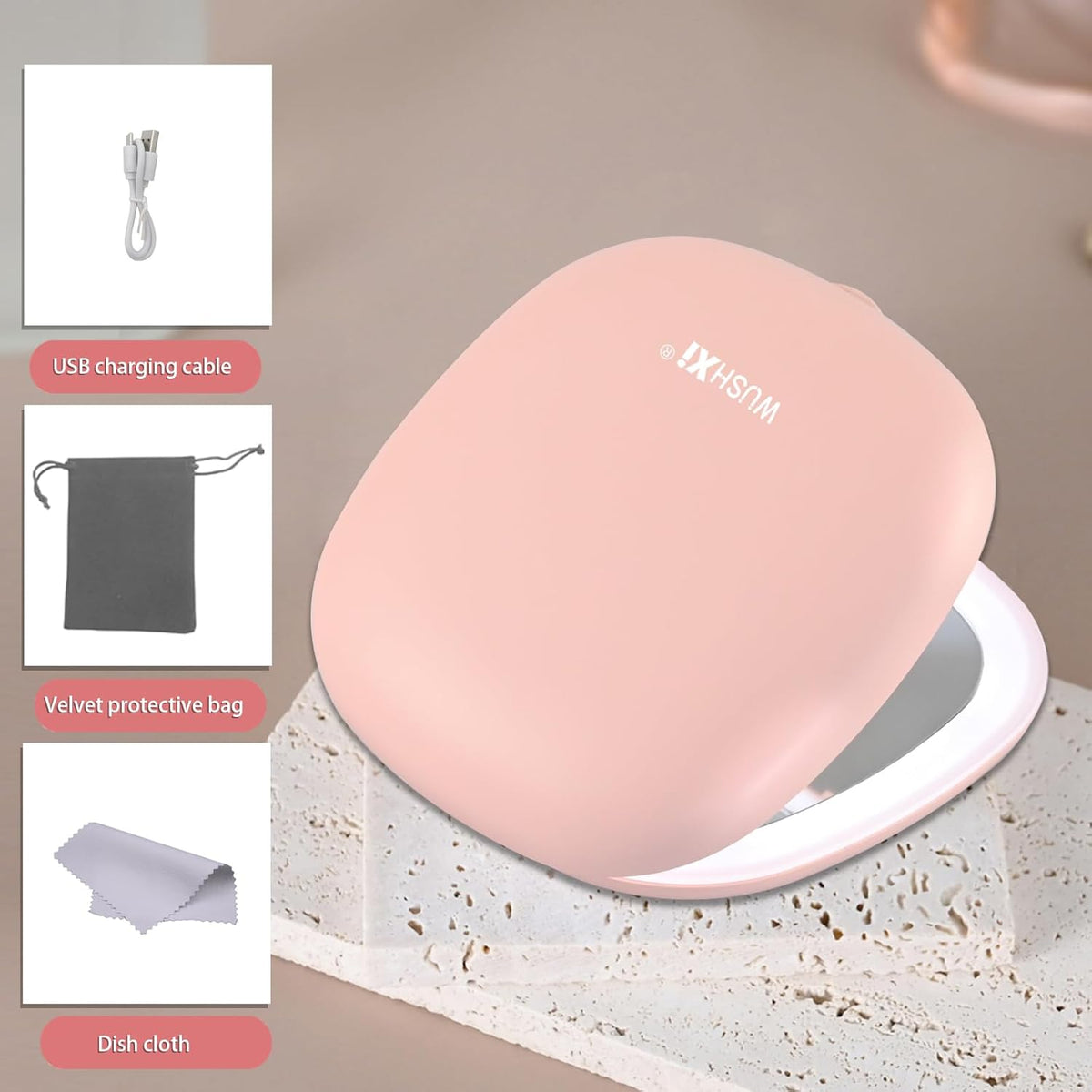 Portable LED Makeup Mirror - Compact Travel Mirror with Light, 10X Magnification, Adjustable Brightness, Rechargeable, for Her, Travel Accessories for Women, Ideal for Purse