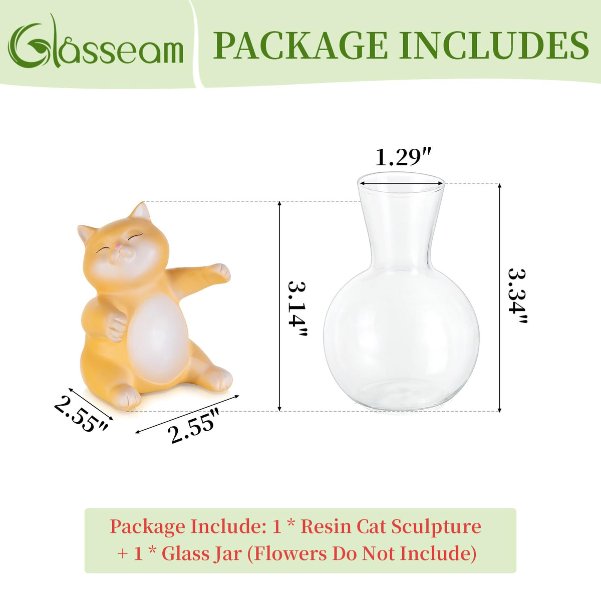 Plant Propagation Stations with Cat Statue: Glasseam Propagation Vases for Plants - Hydroponic Glass Terrarium for Home Decor - Funny Propagation Jars Gifts for Women Flower Lovers Cat Dads Moms