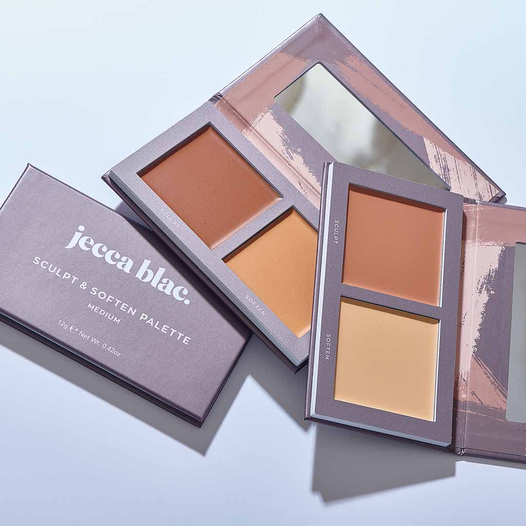 Jecca Blac Sculpt and Soften Contour Palette, Creamy Formula with Natural Finish, Medium Coverage, Gender Neutral and LGBTIQA+ Inclusive Make Up, Medium, 12g