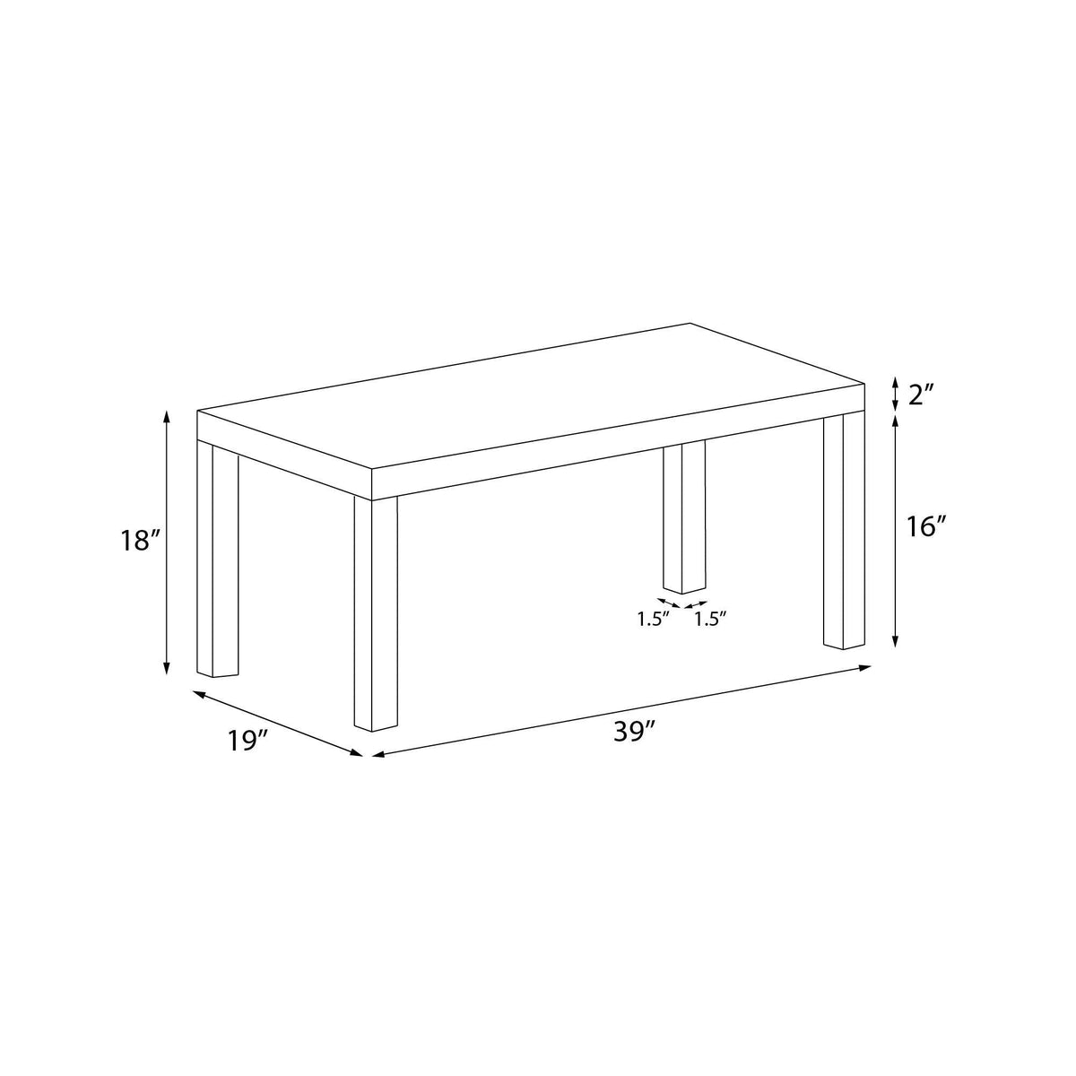 Ameriwood Home Black Coffee Table Parsons Coffee Table for Living Room, Black Oak