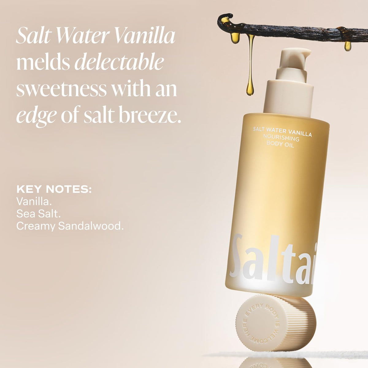 Saltair Body Oil. Luxurious Salt Water Vanilla After Shower and Bath Oil Moisturizer for Women and Men. Botanical, Non-Greasy, and Well-Absorbing Lotion for Hydrating Dry Skin. 4oz Pump Bottle
