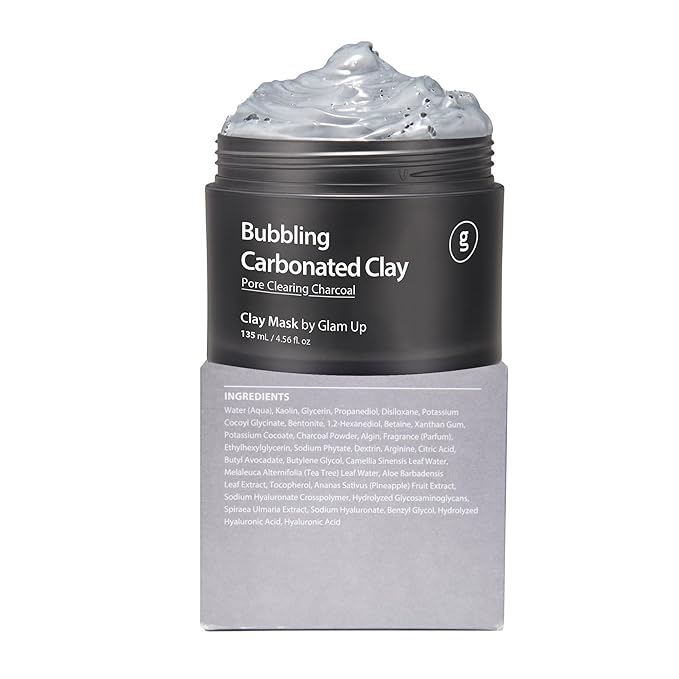 GLAM UP Clean Bubbling Carbonated Clay Mask for Face Purifying- Blackhead Remover, Peel Off, Pore Clearing, Deep Cleansing, Detoxing Bubble Clay Mask, Vegan 135ml (4.56 Fl Oz)