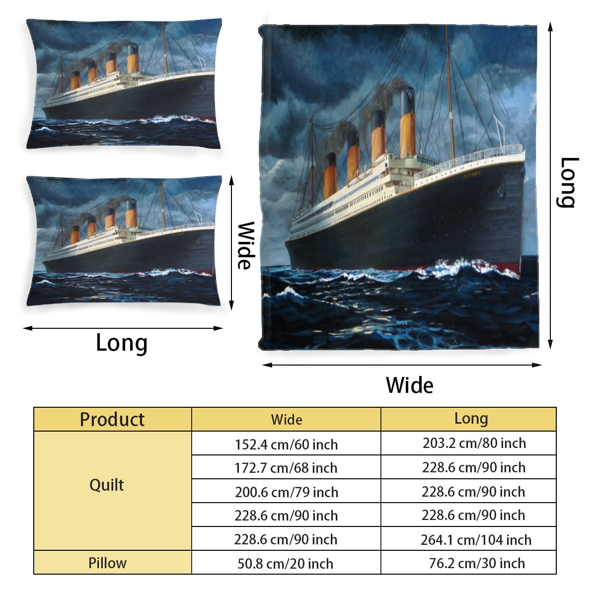 SNHW Titanic Microfiber Bed Bedding Set, 3 pcs Twin Size Bed Quilt Cover & Pillow Sham case Set, Super Soft Bed Sheet Sets with 1 Bed Sheet Covers + 2 Pillowcase Decorative Set 60x80 Inch, Black