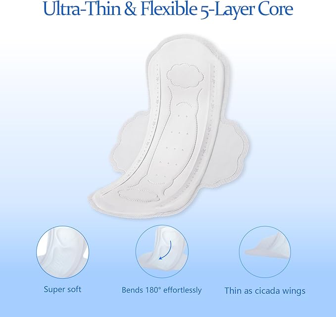 Ultra-Thin Sanitary Pads, Regular Daily Pad for Women, Breathable & Unscented Period Pads with Wings, Long-Lasting Freshness Feminine Care Menstrual Pad - 32 Count