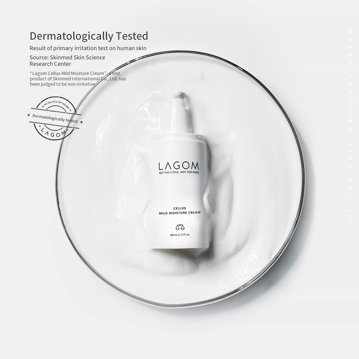 LAGOM Cellus Mild Moisture Cream with D-panthenol, Natural Moisturizer, Hypoallergenic, Fragrance-Free, Refreshing Herbal Face Lotion for Sensitive Skin 2.71 Fl Oz