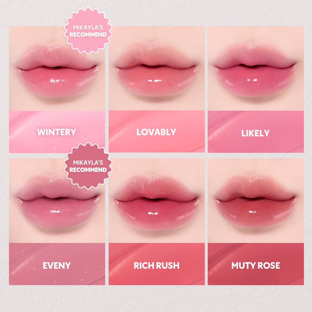 TIRTIR [*Mini Size Waterism Tinted Lip Gloss #17 Aliven, 0.06 Fl Oz – Kiss Ready Lipgloss, 12H Long Lasting Non Sticky Natural Tinted Glow Korean Multiuse Cheek and Lip Tint for Women gift