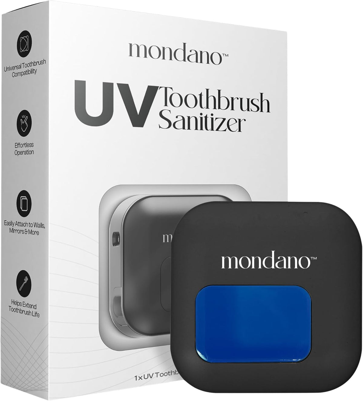 Mondano UV-C Toothbrush Sanitizer and Holder, Toothbrush Case - Manual/Electric Toothbrush Cover for Any Toothbrush Head - Rechargeable Toothbrush Travel Case, Tooth Brush Cover Cap for Home