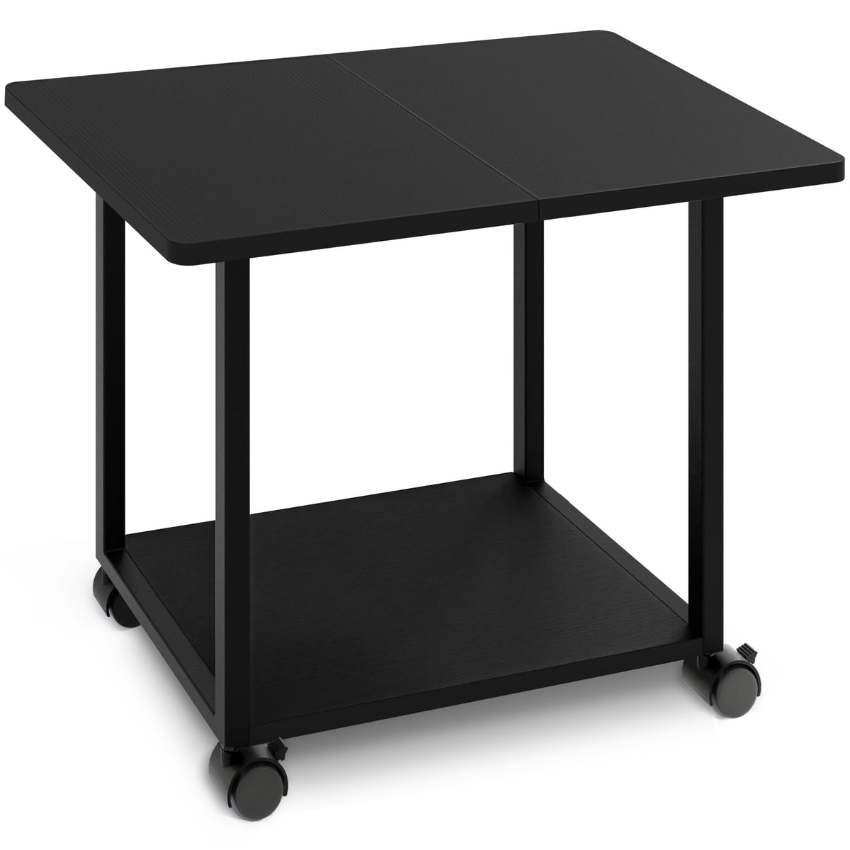 MARTY 22"x15.75" Large Under Desk Printer Stand with Storage Shelf 2-Tier Rolling Printer Cart with Wheels Printer Table for Home Office Heavy Duty Storage Rack for Scanner Fax Machine, Black