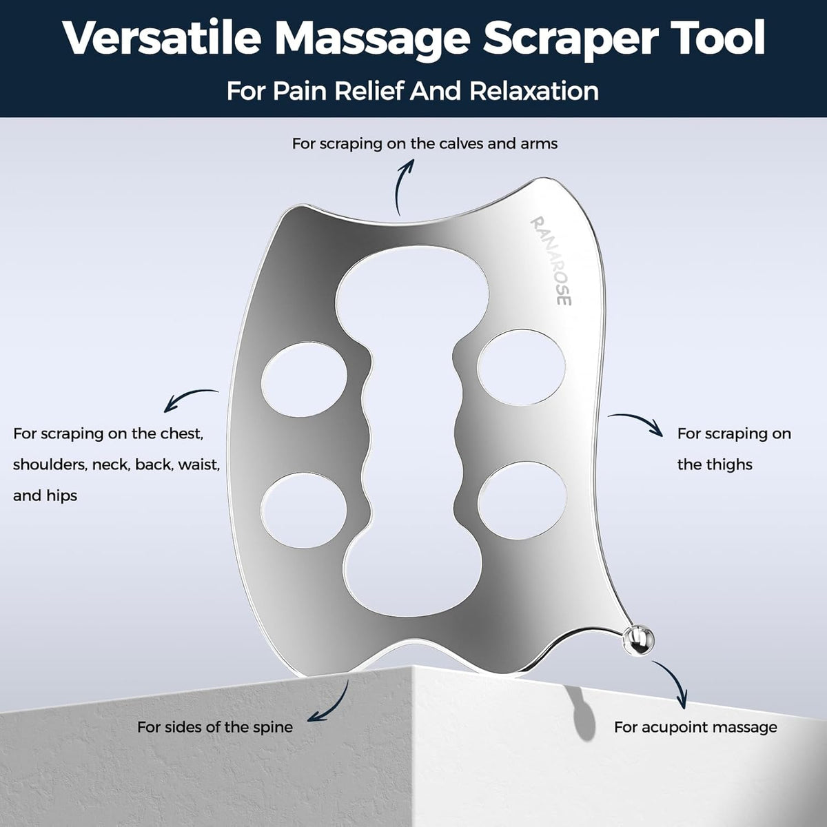 3 Pack Stainless Steel Guasha Tool, Muscle Scraper Tools for Full-Body Massage, Muscle Relief, Physical Therapy & Myofascial Release