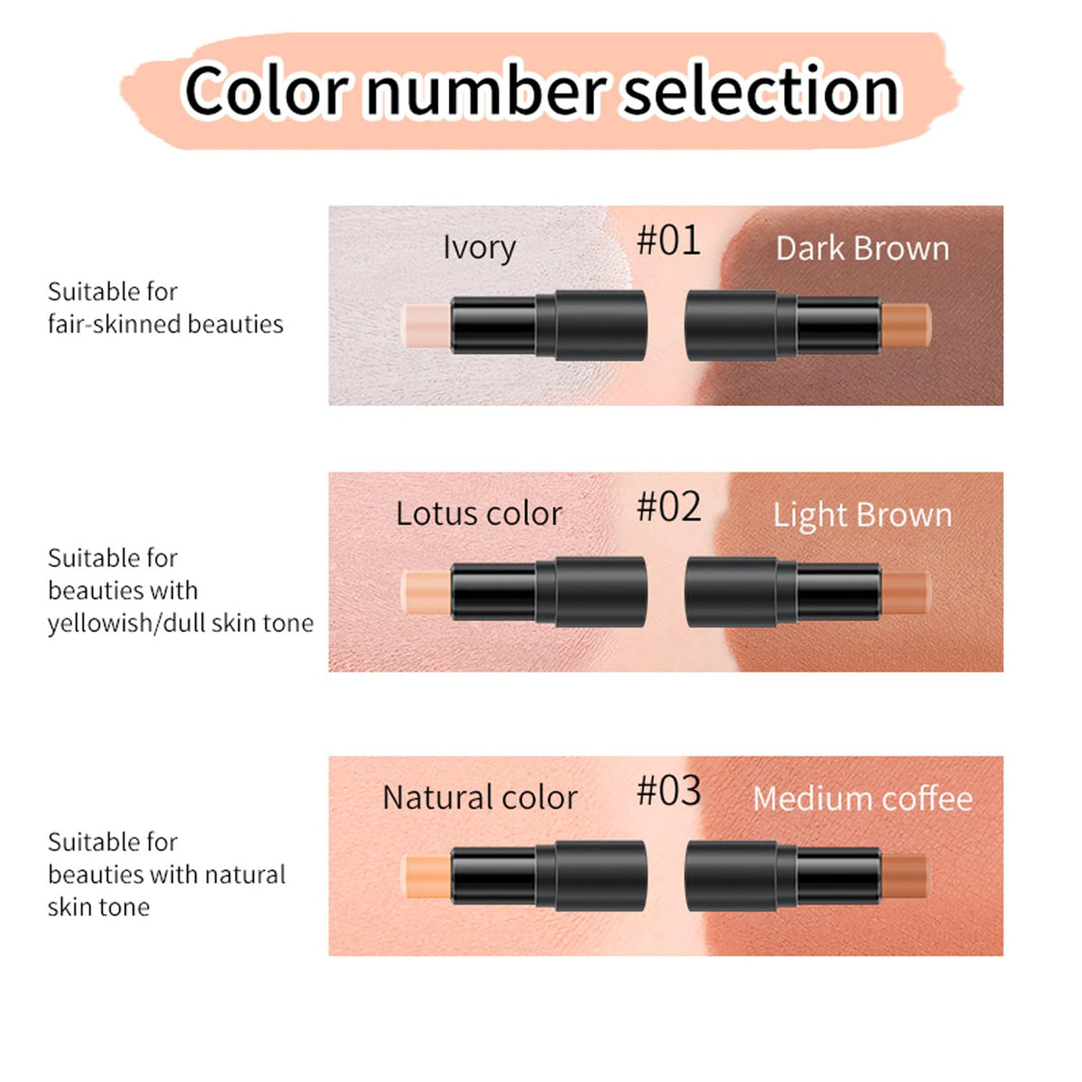 6 Colors Cream Contour Stick Makeup, Primer Face Highlighter Contouring for Beginners, Highlight and Contour Kit, Cream Concealer Makeup Blush Stick, Primer Face Corrector (SET B)