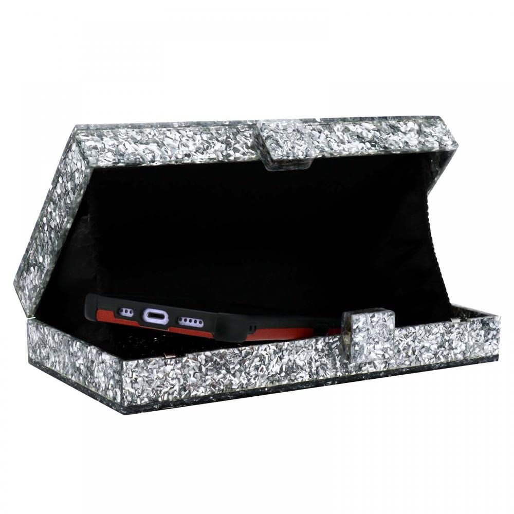 Gets Acrylic Purses and Handbags for Women Multicolor Perspex Box Clutch Purses for Women Wedding Evening Crossbody Handbag (Silver)
