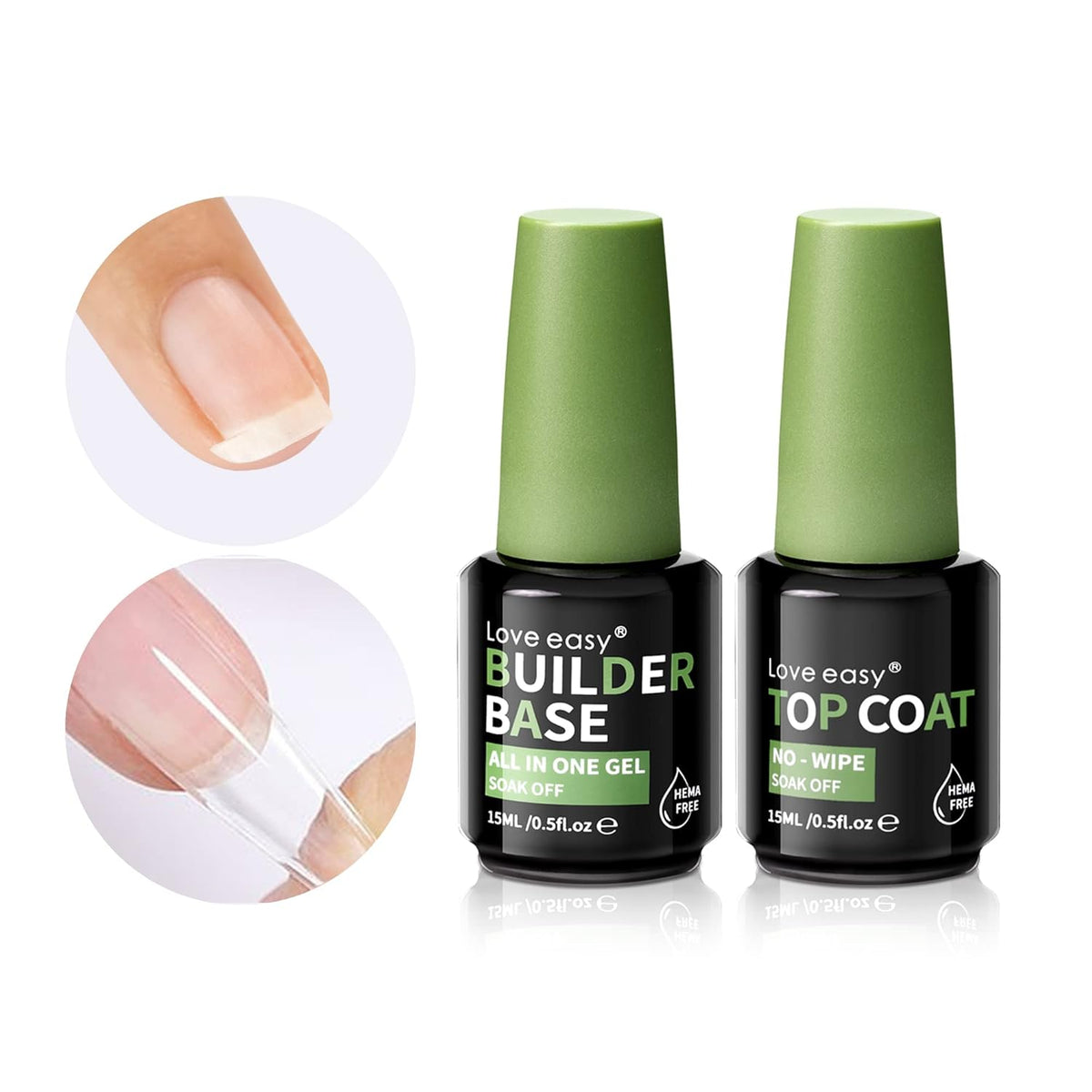 Hema Free Builder Gel - Hypoallergenic Builder Base & Top Coat | Long-Lasting Adhesion (30+ Days) for Professional Nails Gift for Women