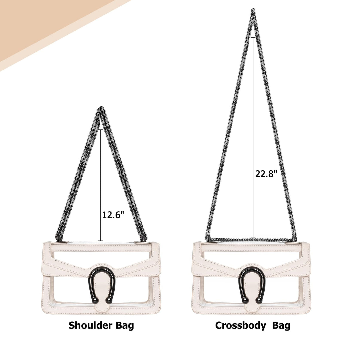 Joryin Clear Bag for Women Stadium Approved Clear Purse Shoulder Crossbody Bag Fashion Small Handb Clutch Transparent, Black Cream