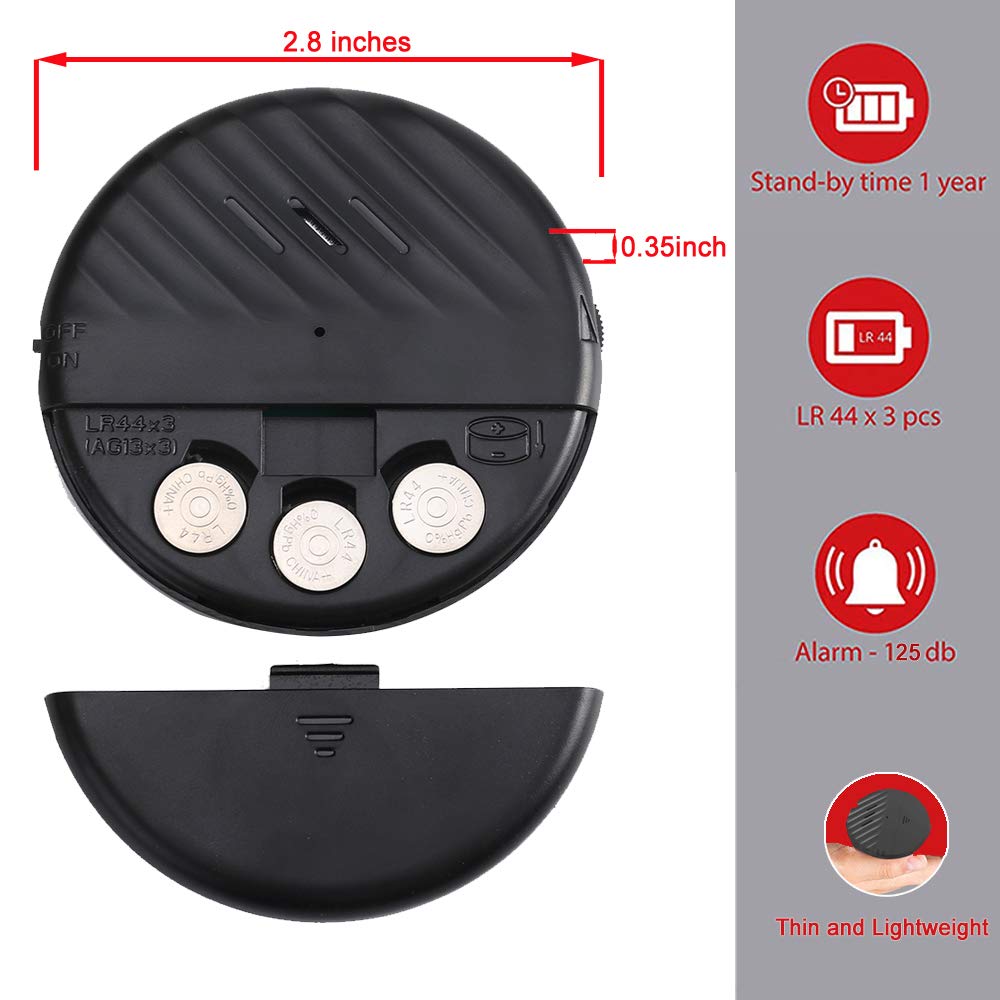 EverNary Window Vibration Alarm,3Pack 125dB Loud Ultra-Slim Anti-Theft Alarm for Door and Window Glass Break Sensor Alert with Adjustable Sensitivity (3, Black)