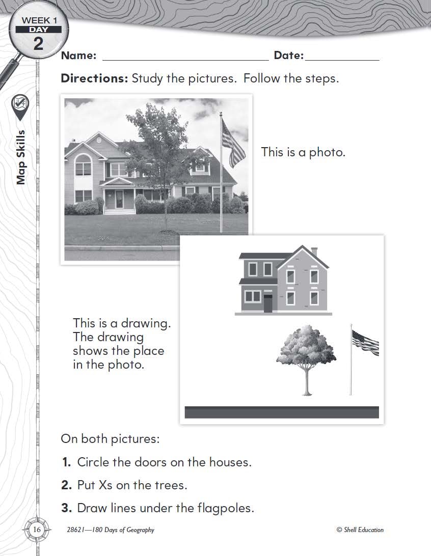 180 Days™: Social Studies, Geography for Kindergarten Practice Workbook for Classroom and Home, Cool and Fun Practice Created by Teachers (180 Days of Practice)