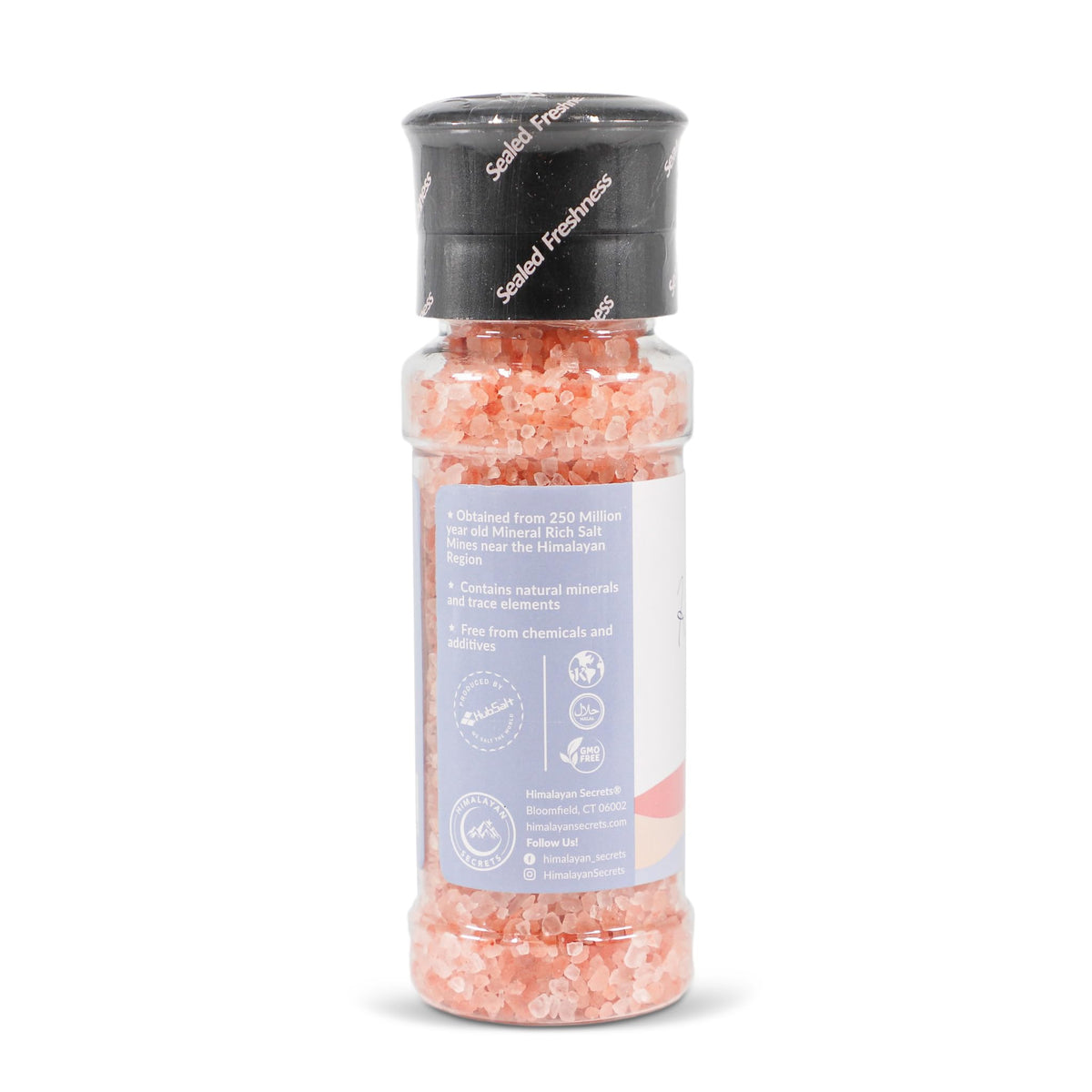 Himalayan Secrets Natural Pink Cooking Salt in Refillable Grinder - 8 oz Healthy Unrefined Coarse Salt Packed with Minerals - Kosher Certified