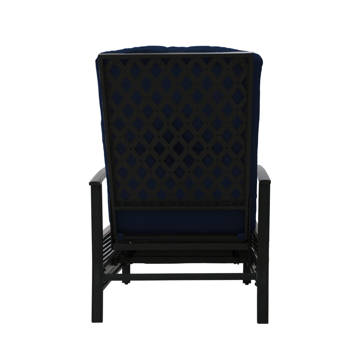 Kozyard Adjustable Outdoor Patio Reclining Lounge Chair - Comfortable Cushioned Recliner Chair with Strong Extendable Metal Frame for Sunbathing, Reading, Relaxation (Navy Blue)