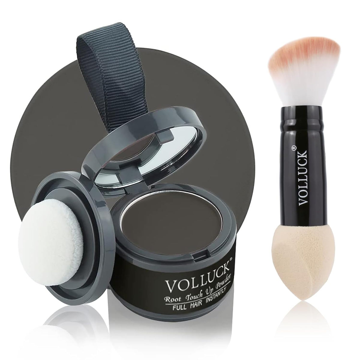 Root Touch Up Powder, Instantly Gray Root Cover Up Hairline Powder, Hair Concealer for Women and Men (A-Black, 2PC)