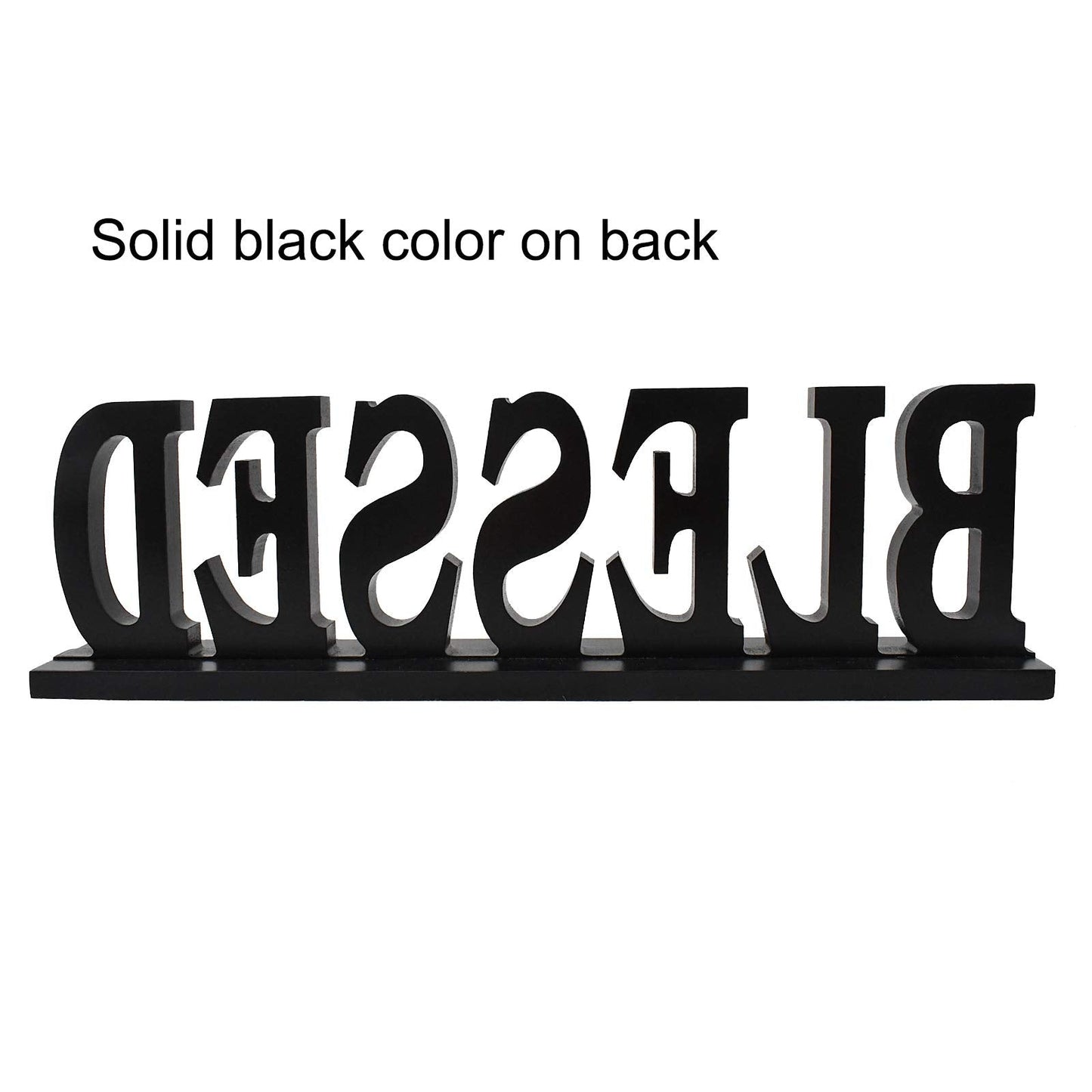 Wood Blessed Sign Indoor Home Decor Cutout Block Letter Farmhouse Table Centerpieces Wooden for Living Room Office Shelf Mantel Decor