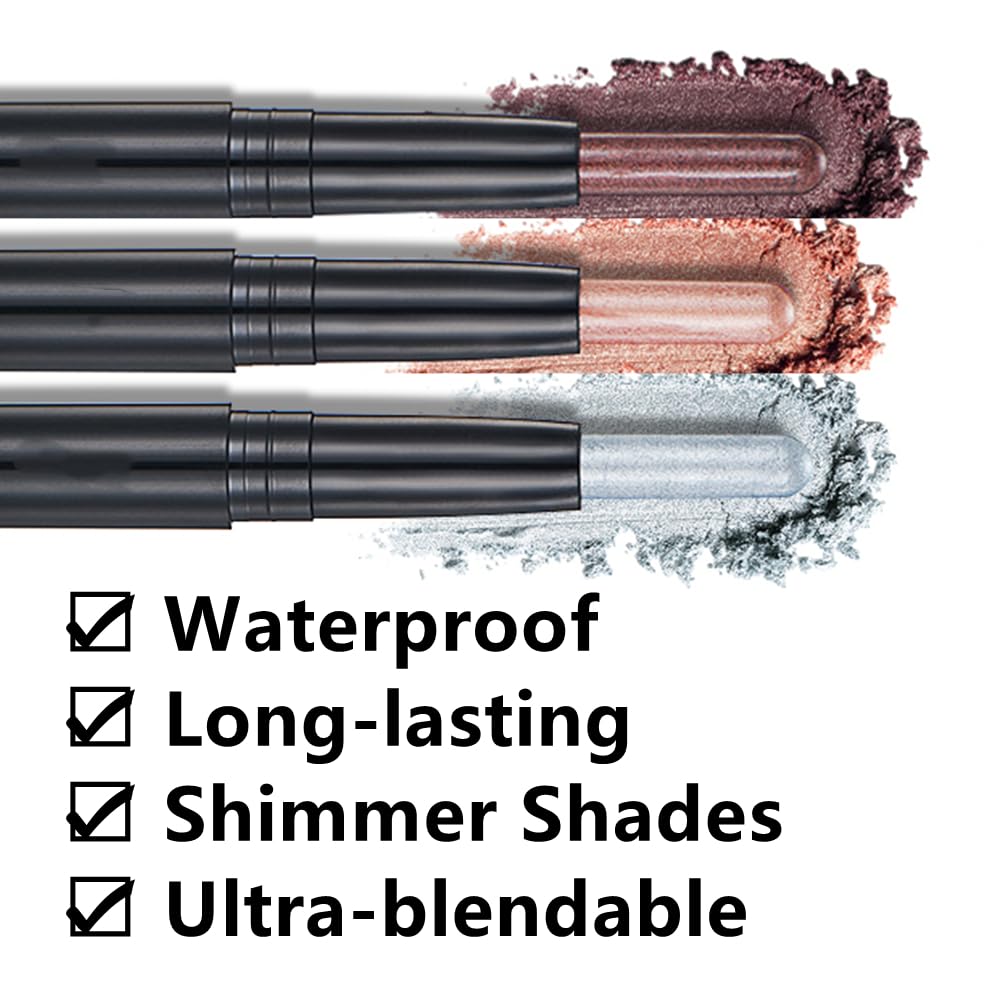 Dark Gray Eyeshadow Stick Makeup, Cream Shimmer Eye Shadow Pencil, Hypoallergenic Waterproof Long Lasting Crayon, Smooth Glitter Primer Palette Eyeliner Make up