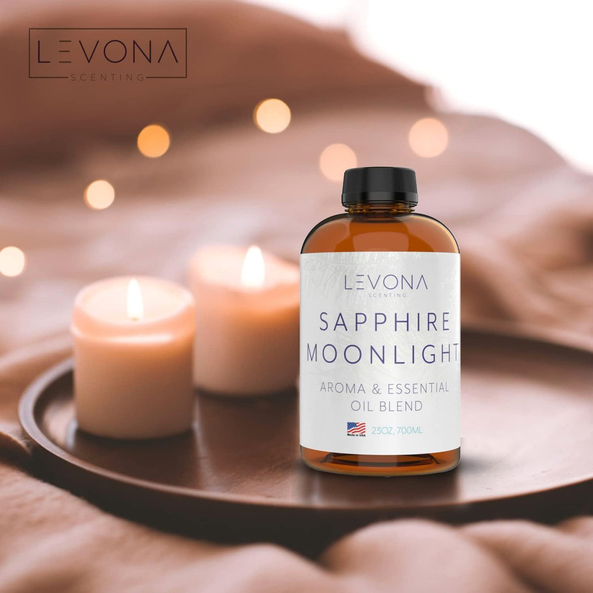 LEVONA Scent 100% Pure Essential Oils for Diffusers and Humidifier, 700ml Aromatherapy Scented Oils Perfect for Sleep, Relaxation and Stress Relief, Made in USA (Sapphire-Moonlight, 700ml)