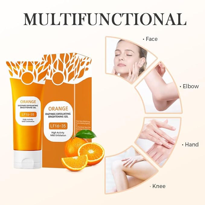 Orange Exfoliating Gel for Face and Body, 2025 New Deep Pore Orange Peeling Scrub, Deep Clean Pores, Remove Blackheads Moisturize Cleansing, Body Exfoliating Gel for All Types Skin (2PCS, 3.52 Fl Oz)