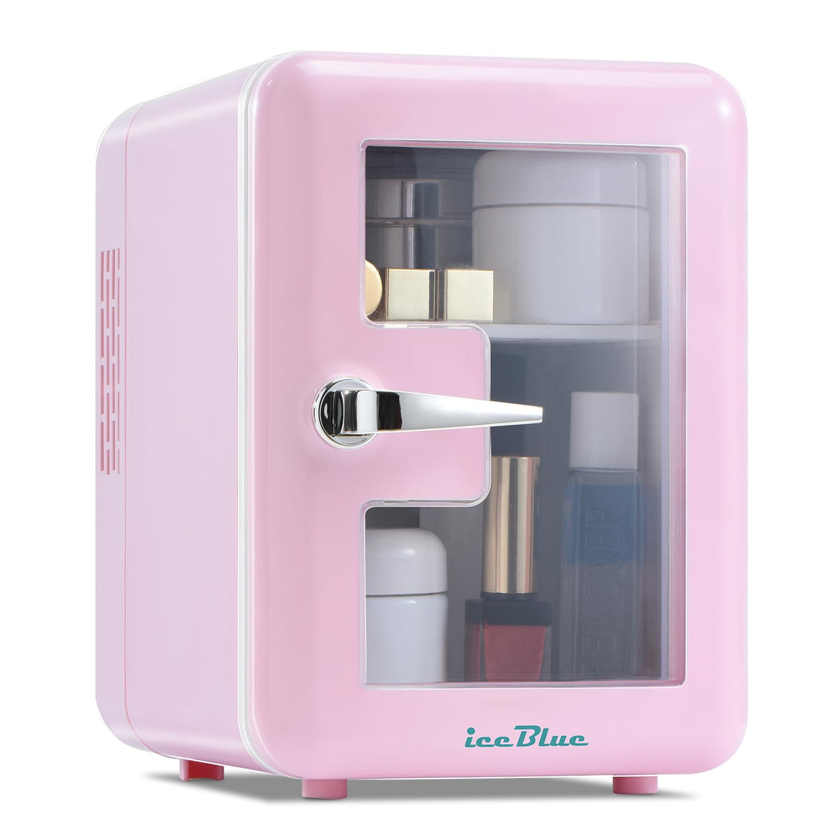 Iceblue Skincare Fridge with Viewing Window, 4L Compact Small Fridge for Bedroom, Car, Office & Dorm, Mini skincare fridge for Beauty Essentials & Beverages(Pink)